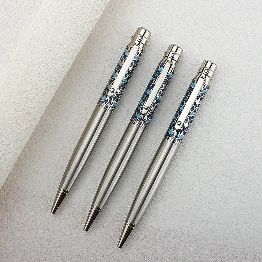 1pc Luxury Metal Round Ballpoint Pen | Retractable Stainless Steel Painted Ballpoint Pen, Elegant Signature Pen | Gift Choice