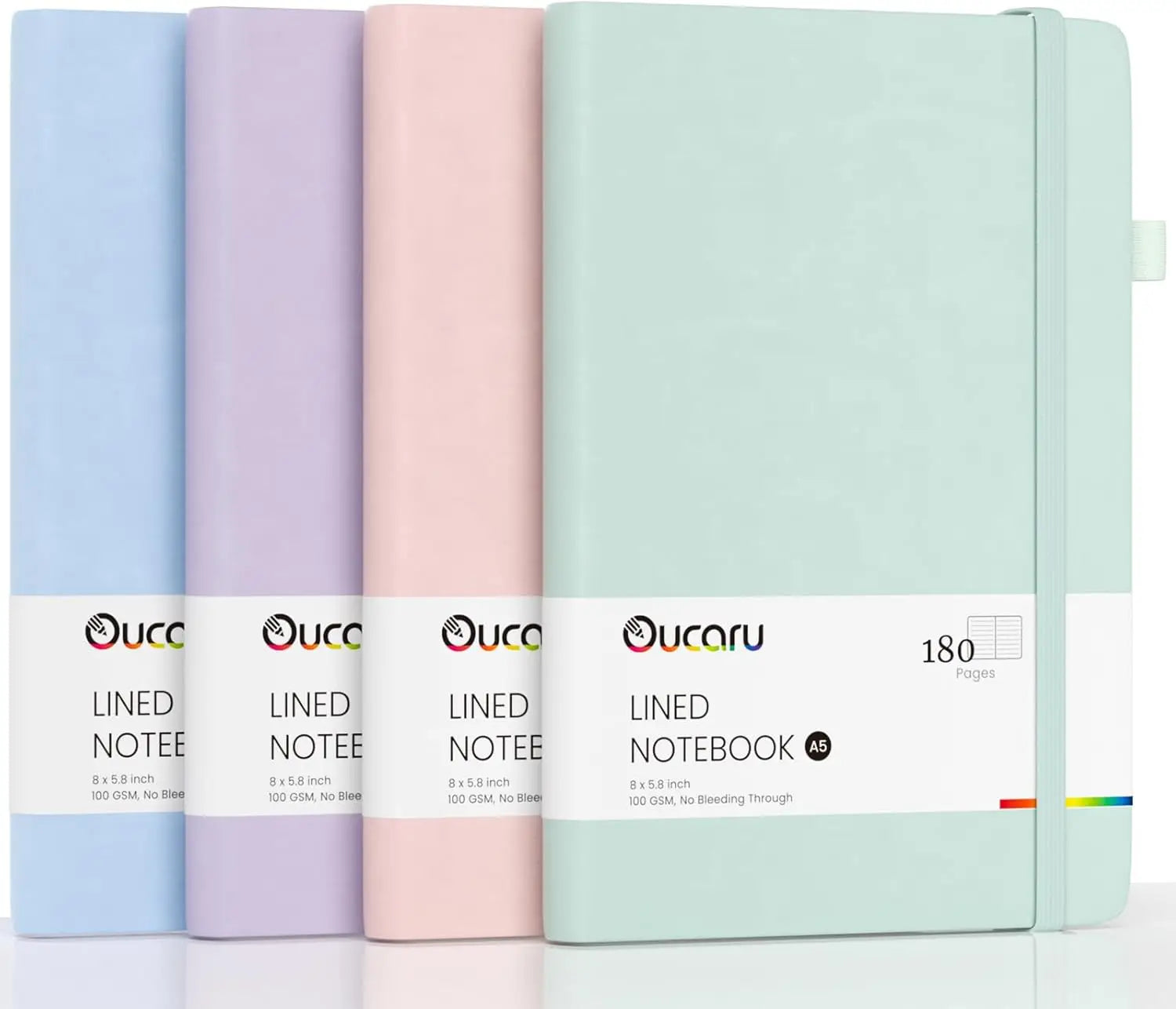 4-Pack A5 Lined Journal Notebook, 180 Pages, 100 GSM Thick Paper for Writing, School, Work, Travel Supplies